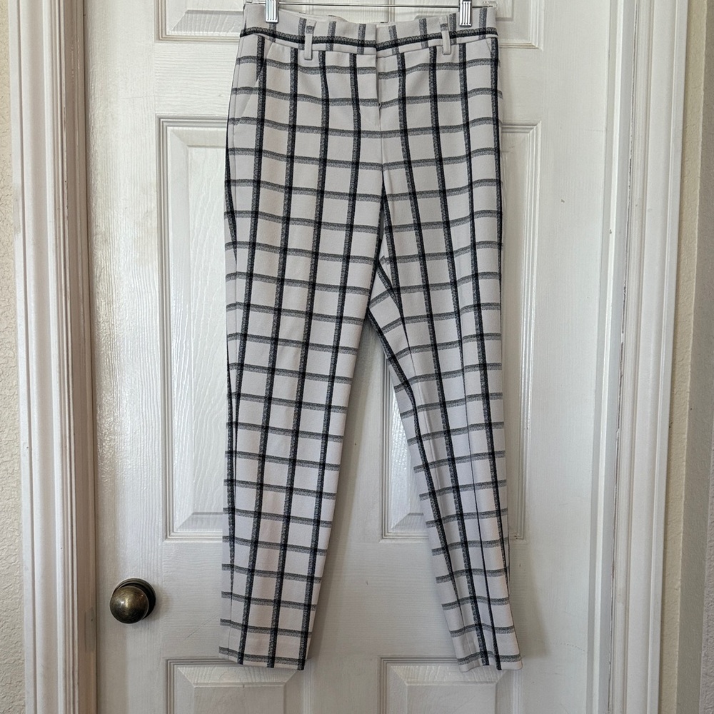 Express Black and White Plaid Ankle Pants